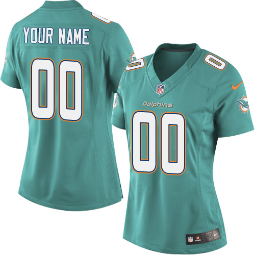 Women's Elite Nike Jersey Aqua Green Home - Customized NFL Miami Dolphins